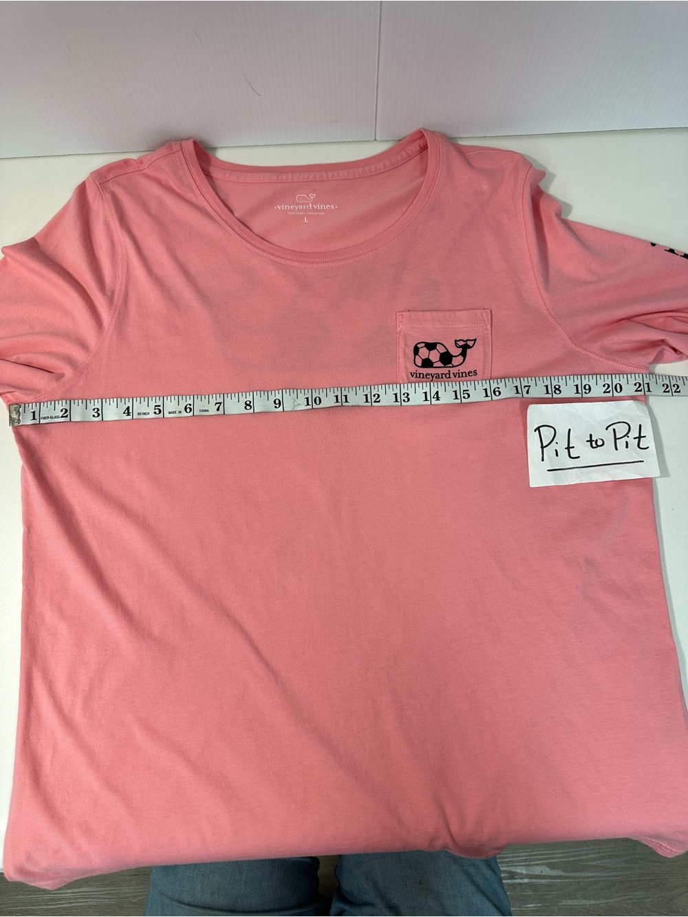 Vineyard Vines Soccer Whale Coral Pink Long Sleeve Pocket T-Shirt Sz L - Picture 5 of 8